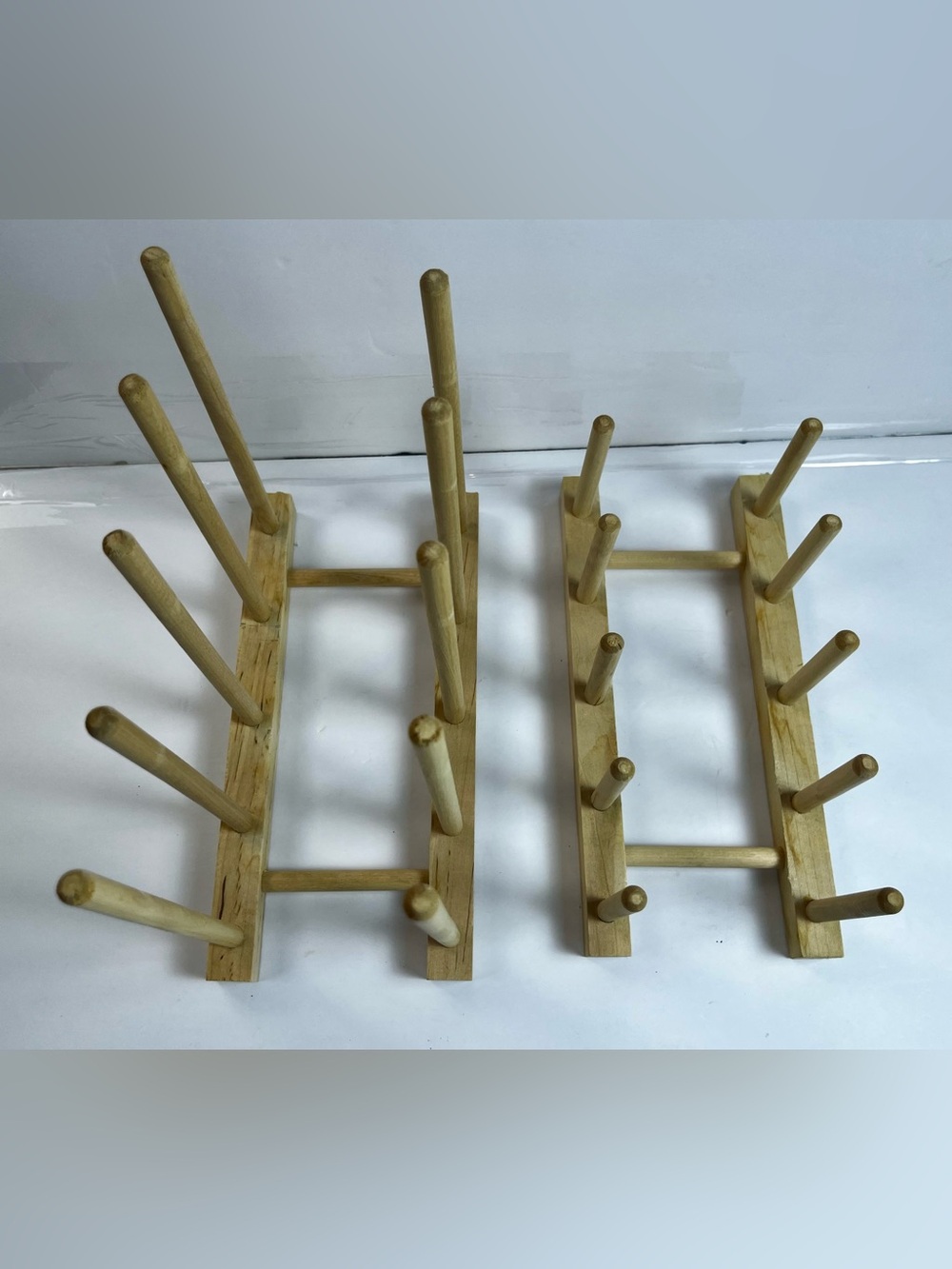 Wooden Peg Dish Rack - Natural Light Wood set of 2 - Picture 3 of 7